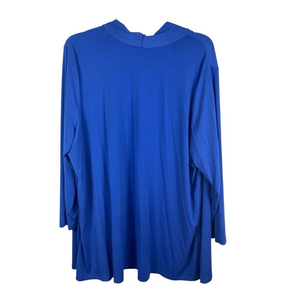 Susan Graver Women’s 3X Liquid Knit Stretch Open Front Cardigan Royal Blue Top - Picture 4 of 13